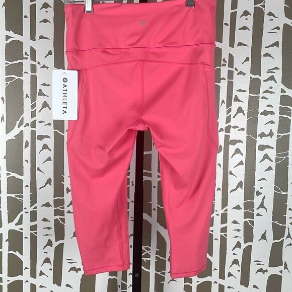 Athleta Ultimate Stash Crop NEW M Bright Coral - Picture 2 of 9